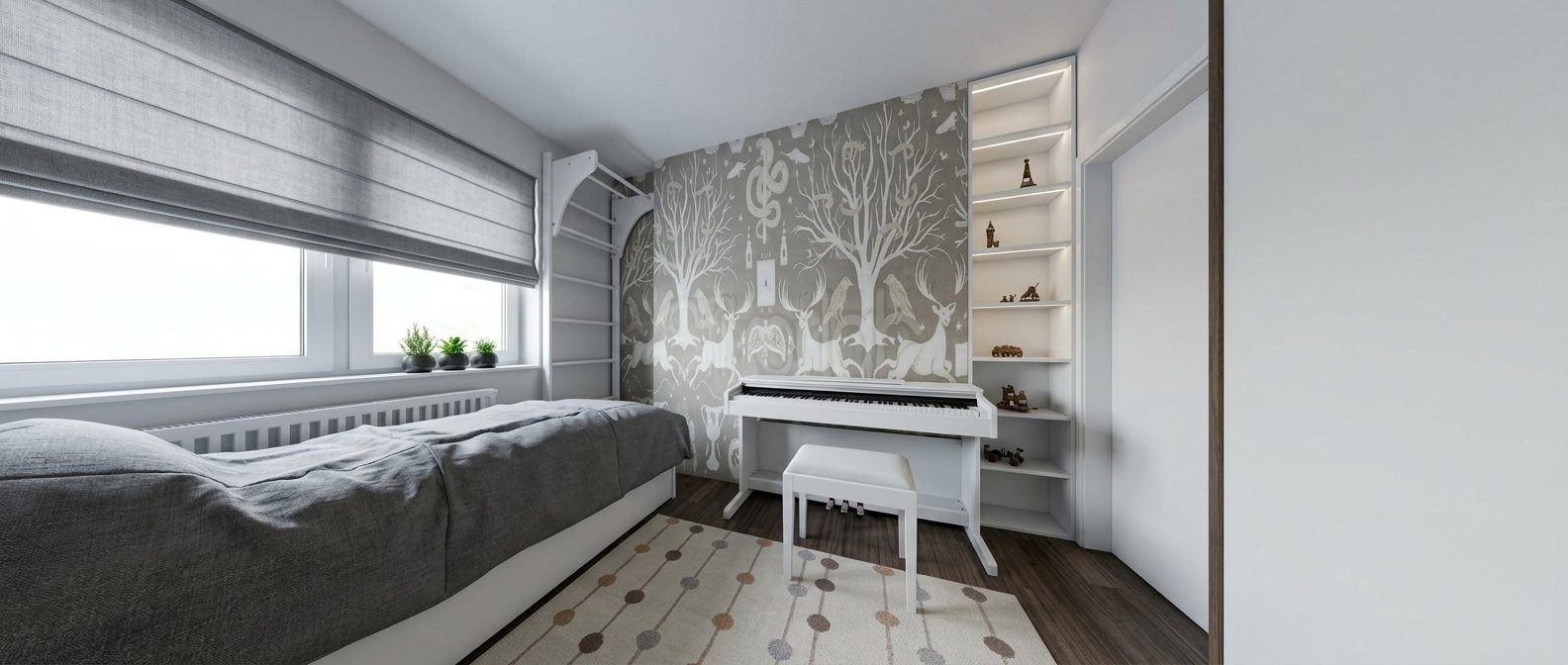 Moderni apartman — dečija soba, radni i muzički kutak