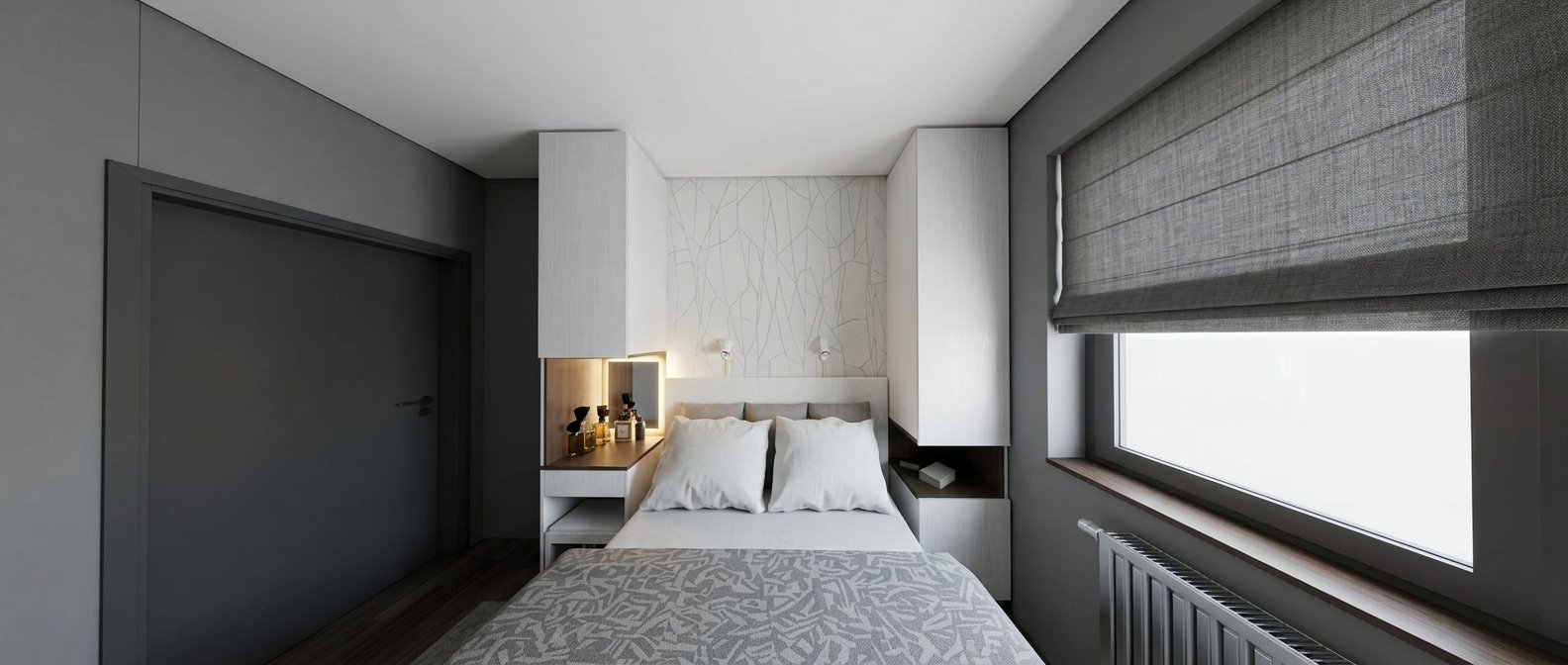 Moderni apartman — spavaća soba sa toaletnim stočićem