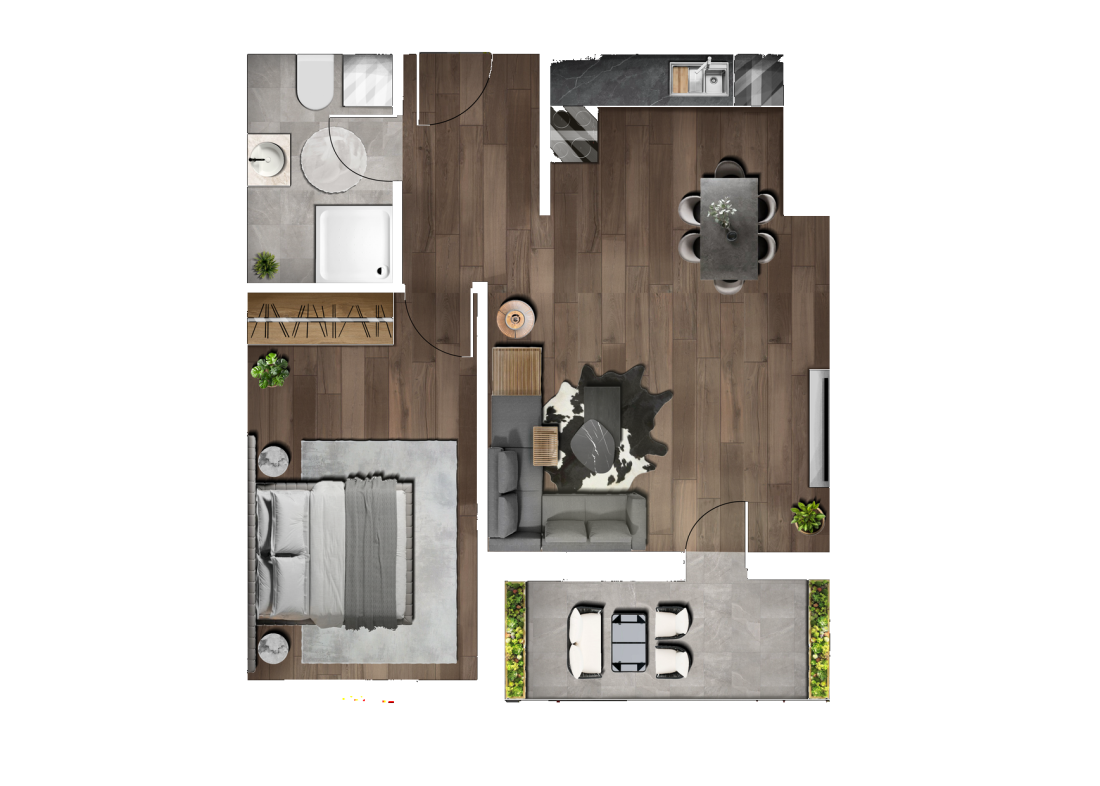 2D tlocrt stana — raspored prostorija, nameštaja i kvadratura (M Home Design)
